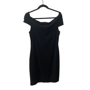 BCBGMaxAzria Black Off-Shoulder Midi Dress